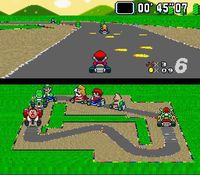 une photo d'Ã©cran de Super Mario Kart sur Nintendo Super Nes